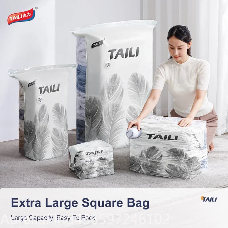 TAILI Large Vacuum Compression Storage Bags Waterproof Reusable Organizer for Mattresses Blankets Clothes Travel Camping Luggage