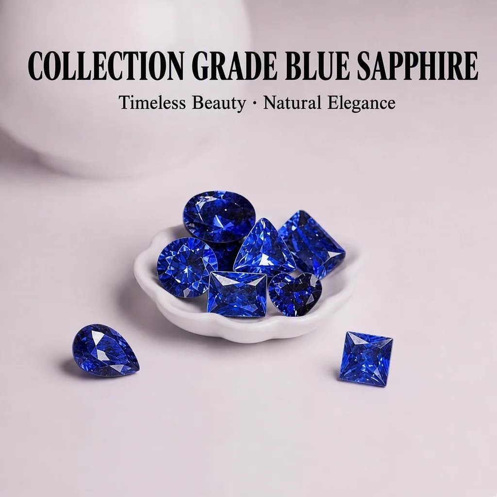7 Shapes Faceted Cut Natural Blue Sapphire Loose Gemstones, Multi‑Shape Round Oval Heart Pear Square Triangle Radiant Cut Sapphire Stones for Jewelry Ring Pendant Making DIY Craft Gemstone Collection