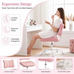 Ergonomic Butterfly Stitched Backrest Office Chair PU Leather Comfortable 360° Swivel Height Adjustable Task Chair with Silent Casters for Home Workspace