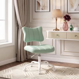 Ergonomic Butterfly Stitched Backrest Office Chair PU Leather Comfortable 360° Swivel Height Adjustable Task Chair with Silent Casters for Home Workspace