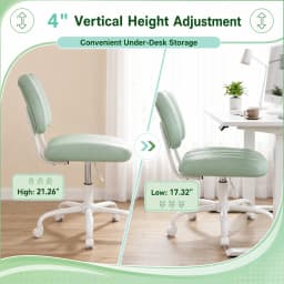Ergonomic Butterfly Stitched Backrest Office Chair PU Leather Comfortable 360° Swivel Height Adjustable Task Chair with Silent Casters for Home Workspace