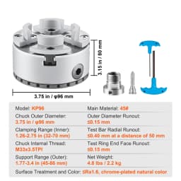 SucceBuy Metal Lathe Chuck 4-Jaw 2.75" or 3.75" Diameter Turning Machine Accessories Self-centering Tool for Precision Machining
