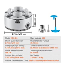 SucceBuy Metal Lathe Chuck 4-Jaw 2.75" or 3.75" Diameter Turning Machine Accessories Self-centering Tool for Precision Machining
