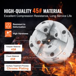 SucceBuy Metal Lathe Chuck 4-Jaw 2.75" or 3.75" Diameter Turning Machine Accessories Self-centering Tool for Precision Machining