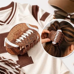 Game Day Glitter Football Hair Claw Clip - Brown