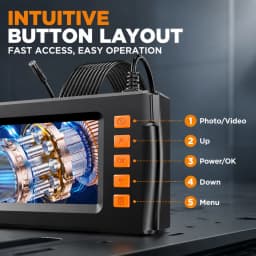 4.3‑Inch Industrial Endoscope Camera, 1080P HD Dual‑Lens Borescope with Adjustable LED Lights, Ideal for Auto Engine, Pipeline & Drain Inspection