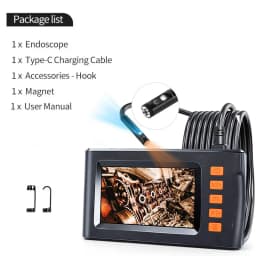 4.3‑Inch Industrial Endoscope Camera, 1080P HD Dual‑Lens Borescope with Adjustable LED Lights, Ideal for Auto Engine, Pipeline & Drain Inspection
