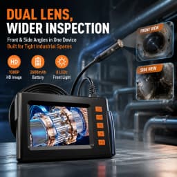 4.3‑Inch Industrial Endoscope Camera, 1080P HD Dual‑Lens Borescope with Adjustable LED Lights, Ideal for Auto Engine, Pipeline & Drain Inspection