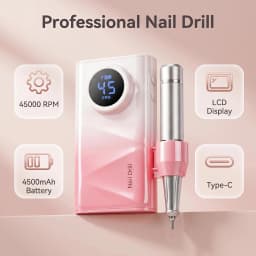Electric Nail Drill Machine, 45000RPM Professional Nail File Cordless Rechargeable Nail Efile Battery 4500Mah For Acrylic Gel Nails, Manicure Pedicure Polishing Shape Tools for Salon Home Use- Nail Drill For All Festvial Gifts