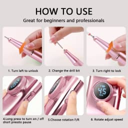 Electric Nail Drill Machine, 45000RPM Professional Nail File Cordless Rechargeable Nail Efile Battery 4500Mah For Acrylic Gel Nails, Manicure Pedicure Polishing Shape Tools for Salon Home Use- Nail Drill For All Festvial Gifts