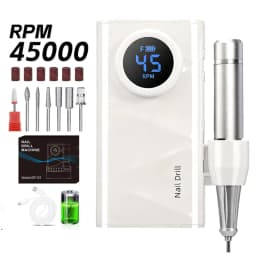 Electric Nail Drill Machine, 45000RPM Professional Nail File Cordless Rechargeable Nail Efile Battery 4500Mah For Acrylic Gel Nails, Manicure Pedicure Polishing Shape Tools for Salon Home Use- Nail Drill For All Festvial Gifts