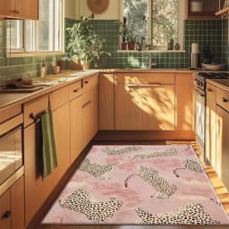 Pink Background Leopard Seamless Rug