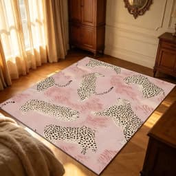 Pink Background Leopard Seamless Rug