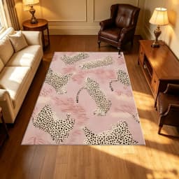 Pink Background Leopard Seamless Rug