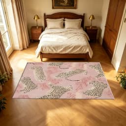 Pink Background Leopard Seamless Rug