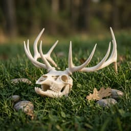 Spooky Halloween Decoration Mythological Beast & Real Elk Skull 2-Piece Statue Ornament Set, High Precision 3D Printed Folk Art Collectible, Perfect for Collection for Gothic Study Desk Decor, Quirky Humorous Holiday Gift for Skull Fans