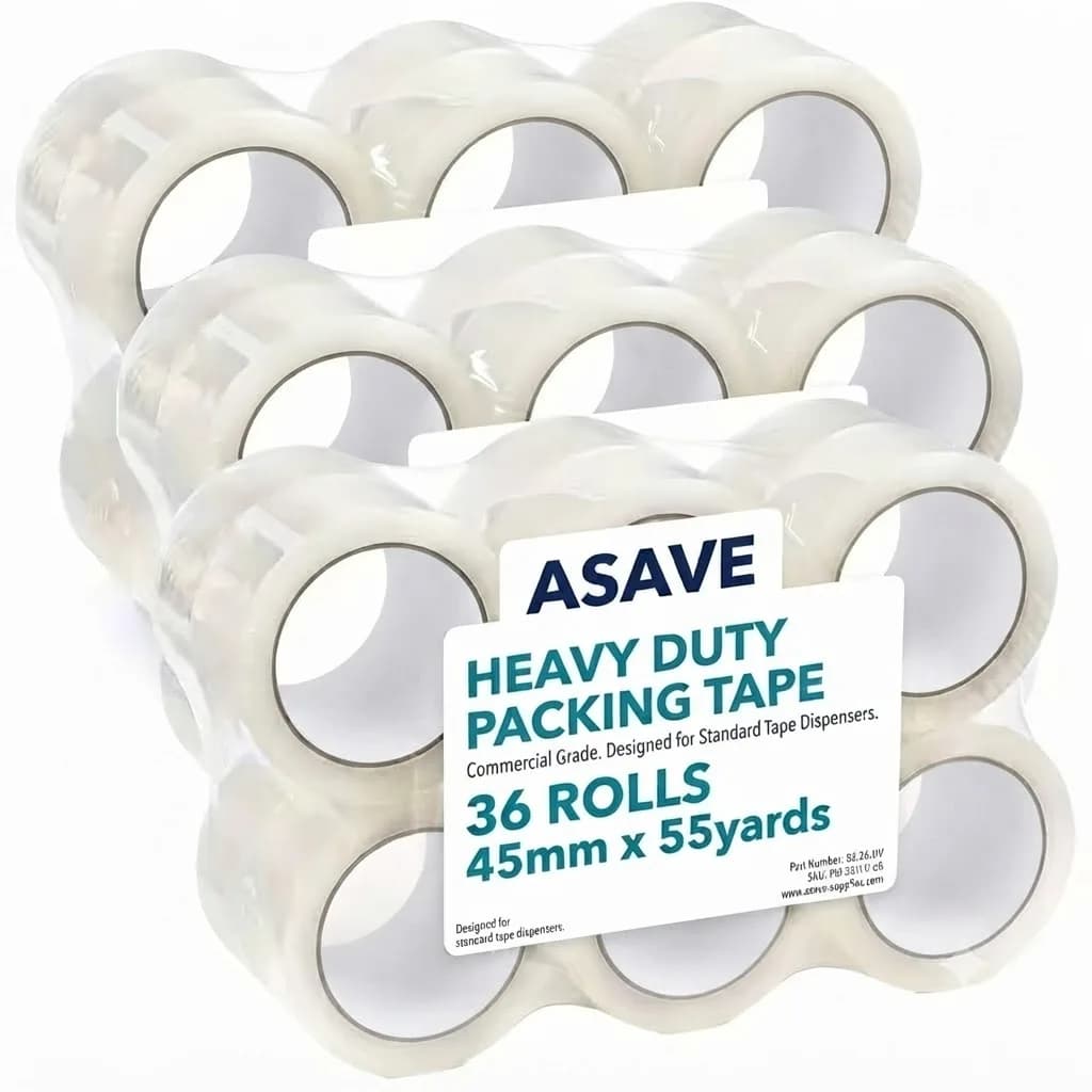 Durable Transparent Packaging Tape 36 Rolls 4.5cm Width 55 Yards Length Strong Clear Adhesive Roll