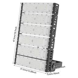 Outdoor LED Flood Light 300W IP67 Waterproof, 180° Adjustable Stadium Lighting with ADC12 Aluminum Housing, Wide Voltage 100-277V for Sports Field Factory Garden Courtyard, Silver/Black