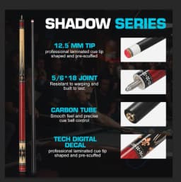 Banly Professional Maple Pool Cue Stick 58", Low Deflection Billiard Cue with 12.5mm Tip, 3/8×8 Joint, Pool Stick for Adults, Cue Case, Glove, Chalk & Towel Included- Crimson Geo