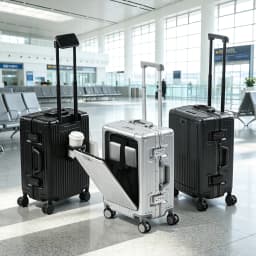 BunyFly Aluminum Frame Boarding Laptop Trolley Case 20 Inch Front Opening Suitcase Cabin Luggage Bag
