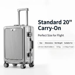BunyFly Aluminum Frame Boarding Laptop Trolley Case 20 Inch Front Opening Suitcase Cabin Luggage Bag