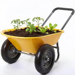 Dual-Wheel Wheelbarrow Garden Utility Cart With Dump Bed, 600 lb Capacity, 48.8 x 26 in Poly Tray, Steel Frame For Yard Lawn Farm Beach
