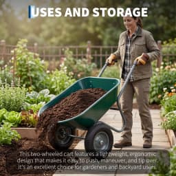 Dual-Wheel Wheelbarrow Garden Utility Cart With Dump Bed, 600 lb Capacity, 48.8 x 26 in Poly Tray, Steel Frame For Yard Lawn Farm Beach