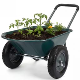 Dual-Wheel Wheelbarrow Garden Utility Cart With Dump Bed, 600 lb Capacity, 48.8 x 26 in Poly Tray, Steel Frame For Yard Lawn Farm Beach