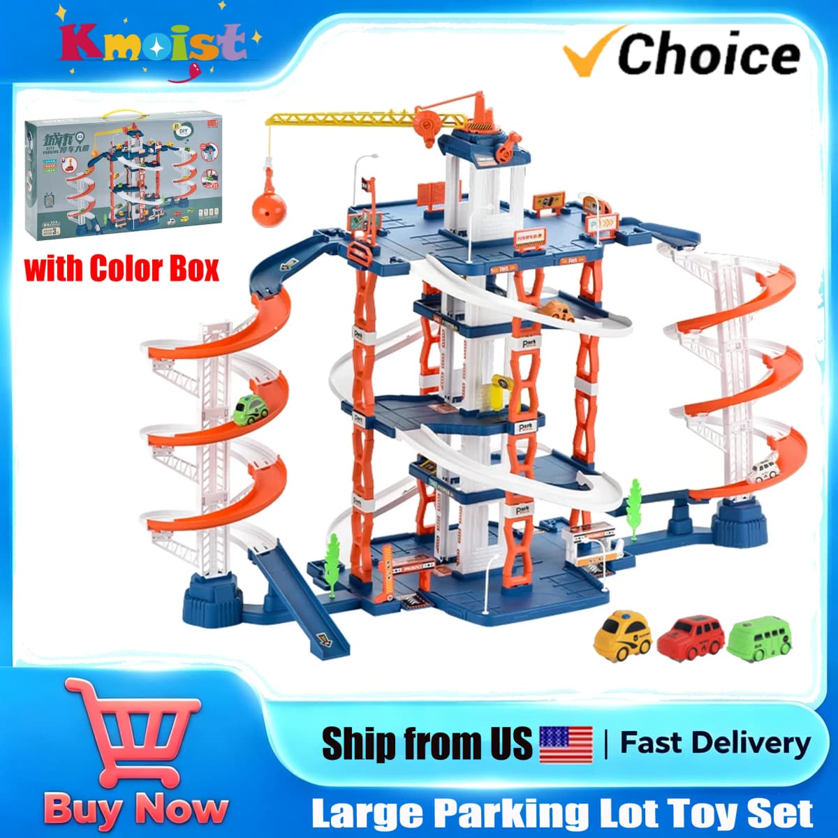 Large Rail City Multi-Layer DIY Parking Lot Building Set - DIY Assembly Adventure Racing Track Slot Cars for Children Boys Christmas Gifts Ship from US Warehouse Fast Delivery