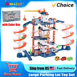 Large Rail City Multi-Layer DIY Parking Lot Building Set - DIY Assembly Adventure Racing Track Slot Cars for Children Boys Christmas Gifts Ship from US Warehouse Fast Delivery