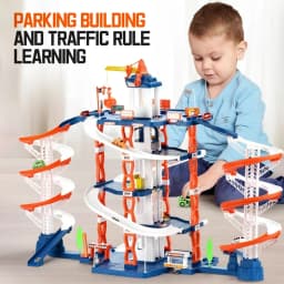 Large Rail City Multi-Layer DIY Parking Lot Building Set - DIY Assembly Adventure Racing Track Slot Cars for Children Boys Christmas Gifts Ship from US Warehouse Fast Delivery