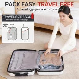 【2026 Upgraded】X7 Cordless Travel Vacuum Storage Compression Bag Set with Rechargeable air Pump 9/15 Pack Waterproof & Reusable Compression Packing Bags for 2 Size,140L/Min Powerful Air Removal,Perfect for Carry-On Suitcases,
