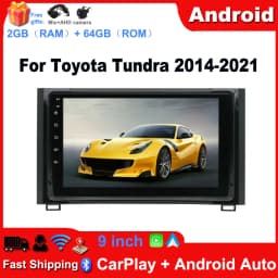 Car Stereo Radio 9in Touch Screen Android 15 GPS Navigation Head Unit with Carplay Android Auto SWC Car Player for Toyota Tundra 2014-2021 WiFi Bluetooth 2+64G Quad Core