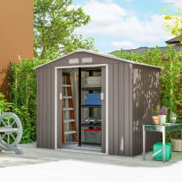 7' X 4' Outdoor Steel Tool Garden Shed Organizer W/ 2 Sliding Doors