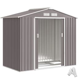 7' X 4' Outdoor Steel Tool Garden Shed Organizer W/ 2 Sliding Doors