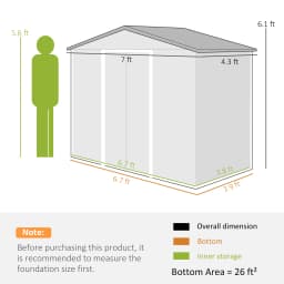 7' X 4' Outdoor Steel Tool Garden Shed Organizer W/ 2 Sliding Doors