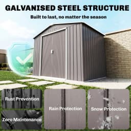 7' X 4' Outdoor Steel Tool Garden Shed Organizer W/ 2 Sliding Doors