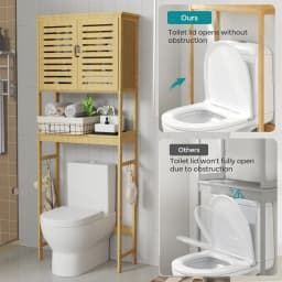 Natural Bamboo Over The Toilet Storage Rack 3-Tier Shelves Storage Shelf Cabinet Bathroom Organizer Space Saver