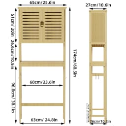 Natural Bamboo Over The Toilet Storage Rack 3-Tier Shelves Storage Shelf Cabinet Bathroom Organizer Space Saver