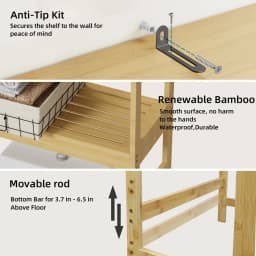 Natural Bamboo Over The Toilet Storage Rack 3-Tier Shelves Storage Shelf Cabinet Bathroom Organizer Space Saver