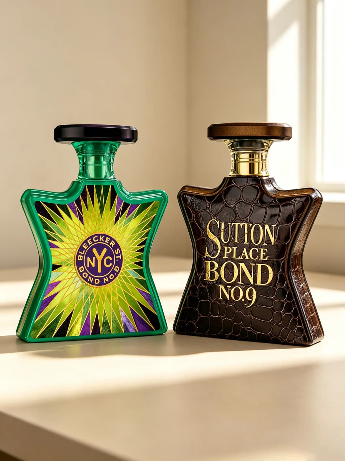 2PCS Bond No.9 New York Style & Sutton Place Eau De Parfum Set, Each 3.4 Fl oz / 100ml, Unisex Long-Lasting Luxury Star Bottle Perfume Gift Set