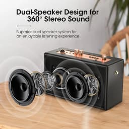 Karaoke Machine, Retro-Styled Portable Speaker with 2 Wireless Microphones, Bluetooth/AUX/USB/TF/TWS Connectivity, Home Party Entertainment for Adults and Kids, Ideal Gift for Women and Girls