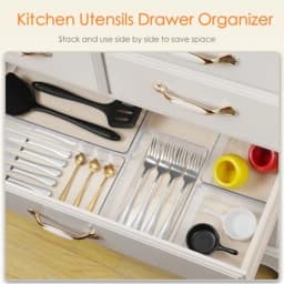 Drawer Organizer, 10 Pack Large Clear Plastic Set, 3 Size Versatile Bathroom and Vanity Organizer Trays, Storage Bins for Makeup, Bedroom, Kitchen Utensils