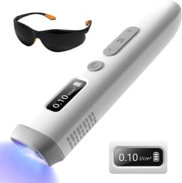 308nm UVB Light Therapy Device Handheld Narrowband Phototherapy Lamp with Adjustable Dose Digital Display 15x15mm Targeted Care Area Rechargeable Portable Home Use for Hands Arms Legs Neck Body Skin Care Includes Protective Glasses