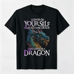 Always Be Yourself Unless You Can Be A Dragon T‑Shirt, Cool Fantasy Dragon Graphic Short Sleeve Tee for Men, Novelty Dragon Lover Gift Shirt