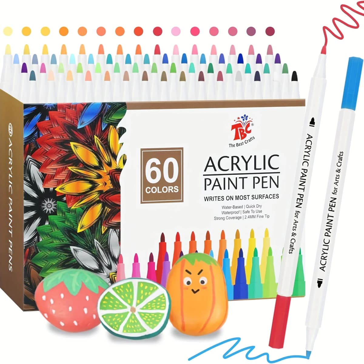 TBC The Best Crafts Permanent Markers Set, Fine Flexible Tip, Quick-Dry & Fade-Resistant, Works On Paper, Plastic, Metal & More, Vibrant Colors (20 Black)