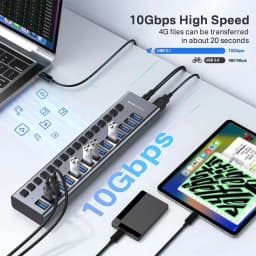 Acasis 16 Port 10Gbps USB Hub Splitter Data Transfer Charging For PC Laptop Workstation Multi Device Expansion Individual Switch
