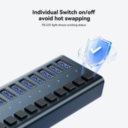 Acasis 16 Port 10Gbps USB Hub Splitter Data Transfer Charging For PC Laptop Workstation Multi Device Expansion Individual Switch