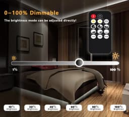 ETL Listed 24V DC 50ft/15m COB LED Strip Lights 3000K/4000K/6500K Dimmable with RF Remote Control for Bedroom Cabinet Kitchen Living Room(Power Supply Included)