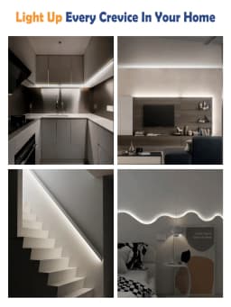 ETL Listed 24V DC 50ft/15m COB LED Strip Lights 3000K/4000K/6500K Dimmable with RF Remote Control for Bedroom Cabinet Kitchen Living Room(Power Supply Included)